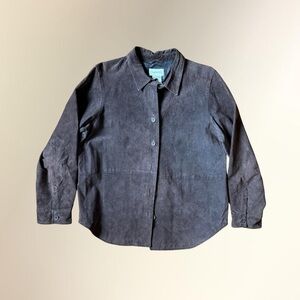 Chadwicks Men's Brown Leather Button-Down Shacket